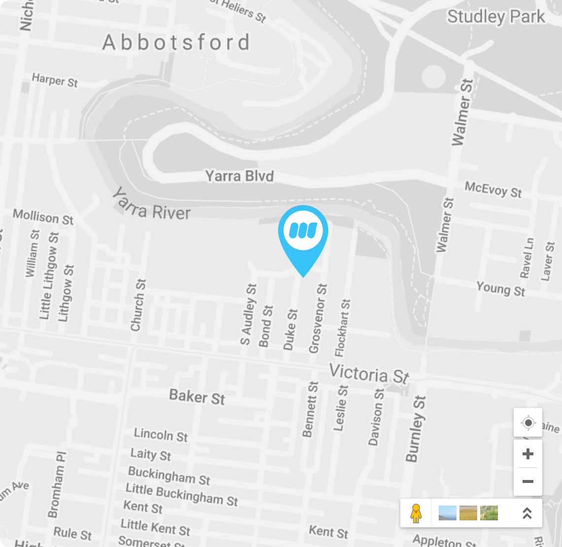 Map to Webplace offices at 58 Duke Street, Abbotsford VIC 3067